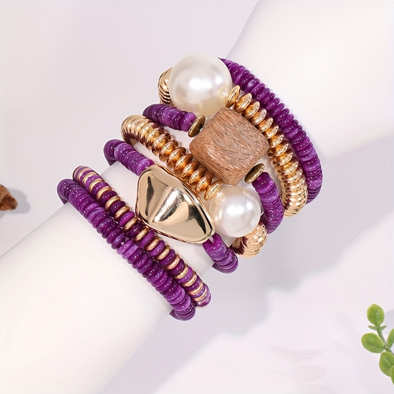 7pcs Bead Stackable Bracelet Set for Women